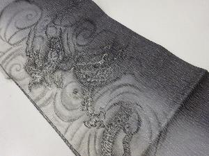 リサイクル　作家物　すくい織手描き翔龍模様夏用袋帯